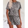 image:imageEkouaer Pajamas Set for Women Short Sleeve Lounge Set 2 Piece Loungewear PJs Soft Cute Lightweight SleepwearGray Black Leopard