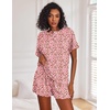 image:imageEkouaer Pajamas Set for Women Short Sleeve Lounge Set 2 Piece Loungewear PJs Soft Cute Lightweight SleepwearPink Leopard