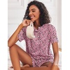 image:imageEkouaer Pajamas Set for Women Short Sleeve Lounge Set 2 Piece Loungewear PJs Soft Cute Lightweight SleepwearPink White Leopard