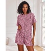 image:imageEkouaer Pajamas Set for Women Short Sleeve Lounge Set 2 Piece Loungewear PJs Soft Cute Lightweight SleepwearPink White Leopard