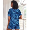 image:imageEkouaer Pajamas Set for Women Short Sleeve Lounge Set 2 Piece Loungewear PJs Soft Cute Lightweight SleepwearTie Dye Blue Butterfly