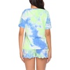 image:imageEkouaer Pajamas Set for Women Short Sleeve Lounge Set 2 Piece Loungewear PJs Soft Cute Lightweight SleepwearTie Dye Blue Green