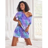 image:imageEkouaer Pajamas Set for Women Short Sleeve Lounge Set 2 Piece Loungewear PJs Soft Cute Lightweight SleepwearTie Dye Blue and Purple