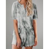 image:imageEkouaer Pajamas Set for Women Short Sleeve Lounge Set 2 Piece Loungewear PJs Soft Cute Lightweight SleepwearTie Dye Light Grey