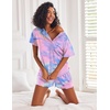 image:imageEkouaer Pajamas Set for Women Short Sleeve Lounge Set 2 Piece Loungewear PJs Soft Cute Lightweight SleepwearTie Dye Rose Red Blue