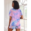 image:imageEkouaer Pajamas Set for Women Short Sleeve Lounge Set 2 Piece Loungewear PJs Soft Cute Lightweight SleepwearTie Dye Rose Red Blue