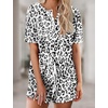image:imageEkouaer Pajamas Set for Women Short Sleeve Lounge Set 2 Piece Loungewear PJs Soft Cute Lightweight SleepwearWhite Black Leopard
