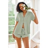 image:imageEkouaer Pajamas Set for Women Short Sleeve Sleepwear Button Down Pjs Lounge Sets Soft NightwearAqua Green