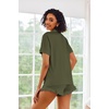 image:imageEkouaer Pajamas Set for Women Short Sleeve Sleepwear Button Down Pjs Lounge Sets Soft NightwearArmy Green