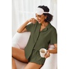 image:imageEkouaer Pajamas Set for Women Short Sleeve Sleepwear Button Down Pjs Lounge Sets Soft NightwearArmy Green