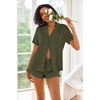 image:imageEkouaer Pajamas Set for Women Short Sleeve Sleepwear Button Down Pjs Lounge Sets Soft NightwearArmy Green