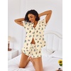image:imageEkouaer Pajamas Set for Women Short Sleeve Sleepwear Button Down Pjs Lounge Sets Soft NightwearBeige Butterfly
