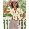 image:imageEkouaer Pajamas Set for Women Short Sleeve Sleepwear Button Down Pjs Lounge Sets Soft NightwearBeige Butterfly