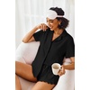 image:imageEkouaer Pajamas Set for Women Short Sleeve Sleepwear Button Down Pjs Lounge Sets Soft NightwearBlack