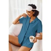 image:imageEkouaer Pajamas Set for Women Short Sleeve Sleepwear Button Down Pjs Lounge Sets Soft NightwearBlue Green