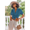 image:imageEkouaer Pajamas Set for Women Short Sleeve Sleepwear Button Down Pjs Lounge Sets Soft NightwearBlue Green