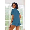 image:imageEkouaer Pajamas Set for Women Short Sleeve Sleepwear Button Down Pjs Lounge Sets Soft NightwearBlue Green