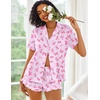 image:imageEkouaer Pajamas Set for Women Short Sleeve Sleepwear Button Down Pjs Lounge Sets Soft NightwearBow