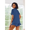 image:imageEkouaer Pajamas Set for Women Short Sleeve Sleepwear Button Down Pjs Lounge Sets Soft NightwearClear Blue