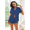 image:imageEkouaer Pajamas Set for Women Short Sleeve Sleepwear Button Down Pjs Lounge Sets Soft NightwearClear Blue
