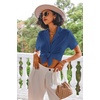 image:imageEkouaer Pajamas Set for Women Short Sleeve Sleepwear Button Down Pjs Lounge Sets Soft NightwearClear Blue