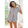 image:imageEkouaer Pajamas Set for Women Short Sleeve Sleepwear Button Down Pjs Lounge Sets Soft NightwearDeep Gray