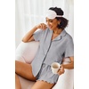 image:imageEkouaer Pajamas Set for Women Short Sleeve Sleepwear Button Down Pjs Lounge Sets Soft NightwearDeep Gray