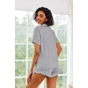 image:imageEkouaer Pajamas Set for Women Short Sleeve Sleepwear Button Down Pjs Lounge Sets Soft NightwearDeep Gray