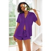 image:imageEkouaer Pajamas Set for Women Short Sleeve Sleepwear Button Down Pjs Lounge Sets Soft NightwearDeep Purple