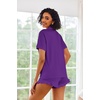 image:imageEkouaer Pajamas Set for Women Short Sleeve Sleepwear Button Down Pjs Lounge Sets Soft NightwearDeep Purple