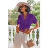 image:imageEkouaer Pajamas Set for Women Short Sleeve Sleepwear Button Down Pjs Lounge Sets Soft NightwearDeep Purple