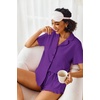 image:imageEkouaer Pajamas Set for Women Short Sleeve Sleepwear Button Down Pjs Lounge Sets Soft NightwearDeep Purple