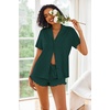 image:imageEkouaer Pajamas Set for Women Short Sleeve Sleepwear Button Down Pjs Lounge Sets Soft NightwearGreen