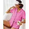 image:imageEkouaer Pajamas Set for Women Short Sleeve Sleepwear Button Down Pjs Lounge Sets Soft NightwearHot Pink Leopard