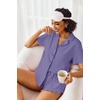 image:imageEkouaer Pajamas Set for Women Short Sleeve Sleepwear Button Down Pjs Lounge Sets Soft NightwearLavender
