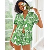 image:imageEkouaer Pajamas Set for Women Short Sleeve Sleepwear Button Down Pjs Lounge Sets Soft NightwearLeaves
