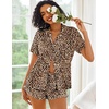 image:imageEkouaer Pajamas Set for Women Short Sleeve Sleepwear Button Down Pjs Lounge Sets Soft NightwearLeopard