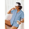 image:imageEkouaer Pajamas Set for Women Short Sleeve Sleepwear Button Down Pjs Lounge Sets Soft NightwearLight Sky Blue