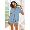 image:imageEkouaer Pajamas Set for Women Short Sleeve Sleepwear Button Down Pjs Lounge Sets Soft NightwearLight Sky Blue