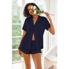 image:imageEkouaer Pajamas Set for Women Short Sleeve Sleepwear Button Down Pjs Lounge Sets Soft NightwearNavy Blue