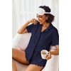 image:imageEkouaer Pajamas Set for Women Short Sleeve Sleepwear Button Down Pjs Lounge Sets Soft NightwearNavy Blue