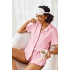 image:imageEkouaer Pajamas Set for Women Short Sleeve Sleepwear Button Down Pjs Lounge Sets Soft NightwearPink