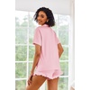 image:imageEkouaer Pajamas Set for Women Short Sleeve Sleepwear Button Down Pjs Lounge Sets Soft NightwearPink