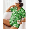 image:imageEkouaer Pajamas Set for Women Short Sleeve Sleepwear Button Down Pjs Lounge Sets Soft NightwearPink Leaves