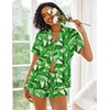 image:imageEkouaer Pajamas Set for Women Short Sleeve Sleepwear Button Down Pjs Lounge Sets Soft NightwearPink Leaves