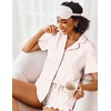 image:imageEkouaer Pajamas Set for Women Short Sleeve Sleepwear Button Down Pjs Lounge Sets Soft NightwearPink Leopard