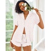 image:imageEkouaer Pajamas Set for Women Short Sleeve Sleepwear Button Down Pjs Lounge Sets Soft NightwearPink Leopard