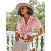 image:imageEkouaer Pajamas Set for Women Short Sleeve Sleepwear Button Down Pjs Lounge Sets Soft NightwearPink Leopard Love