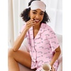 image:imageEkouaer Pajamas Set for Women Short Sleeve Sleepwear Button Down Pjs Lounge Sets Soft NightwearPink Love