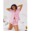 image:imageEkouaer Pajamas Set for Women Short Sleeve Sleepwear Button Down Pjs Lounge Sets Soft NightwearPink Love